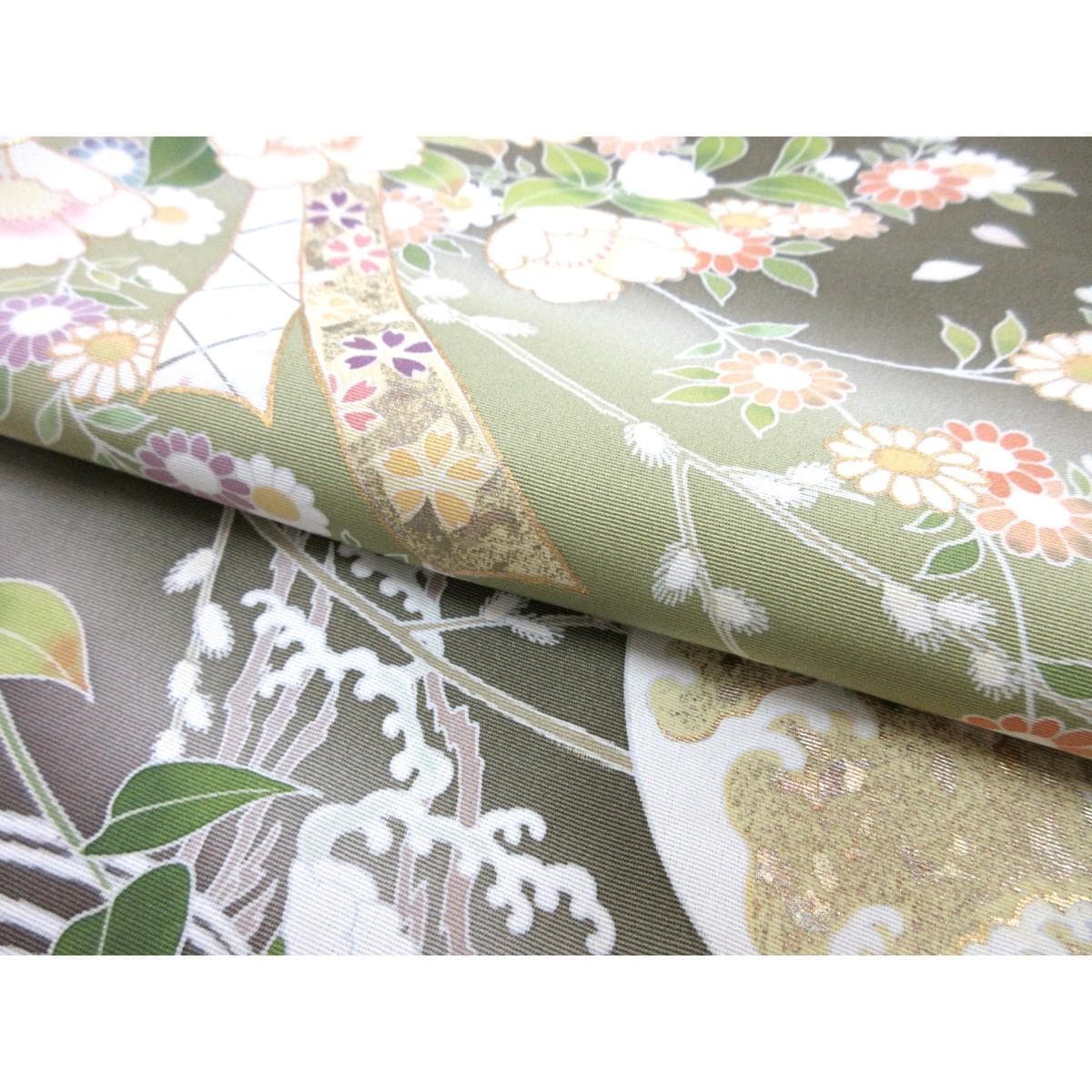 訪問着　友禅金彩加工　刺繍入りボカシ染