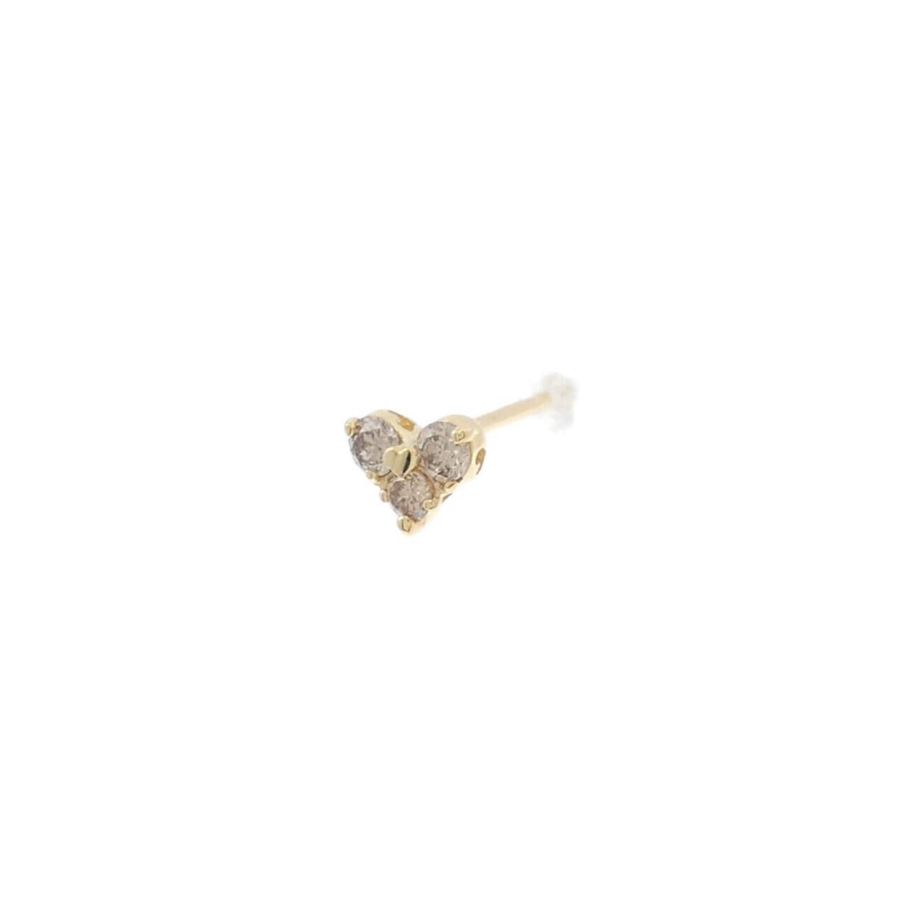 K18YG ハート ダイヤモンド ピアス 0.09CT 片耳