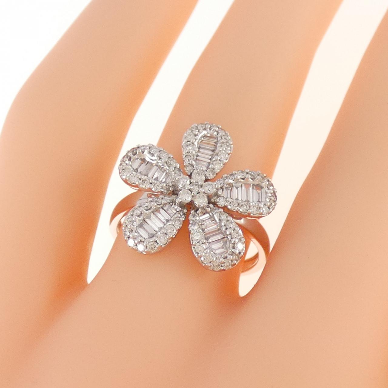 K18WG花朵钻石戒指0.80CT