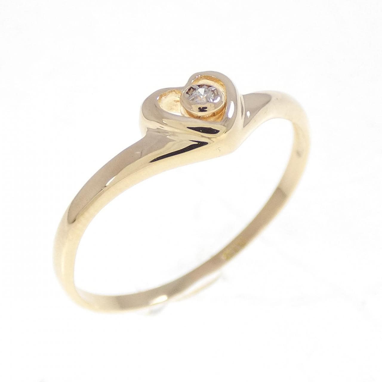 K18YG ハート ダイヤモンド リング