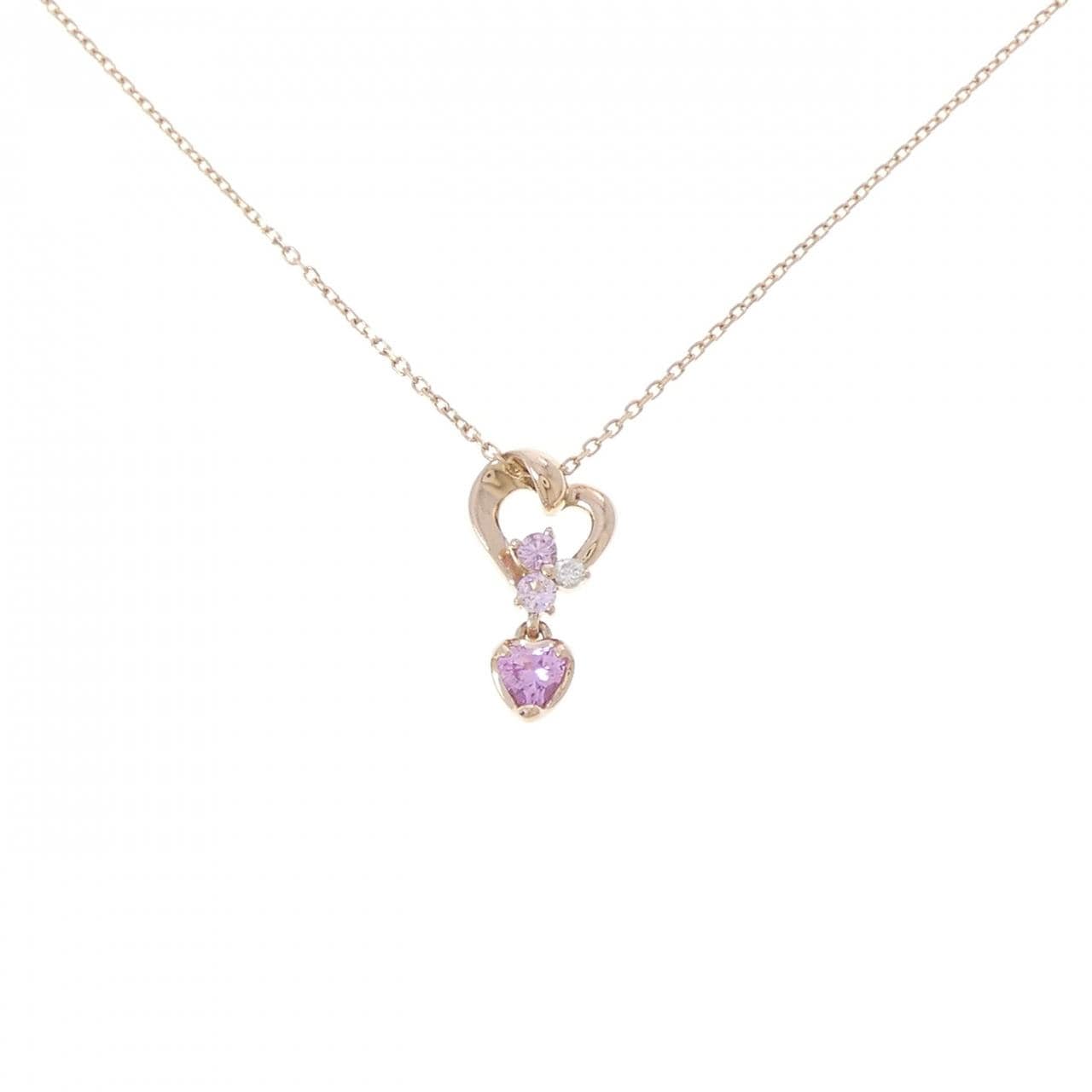 4゜C ハート 合成サファイヤ ネックレス