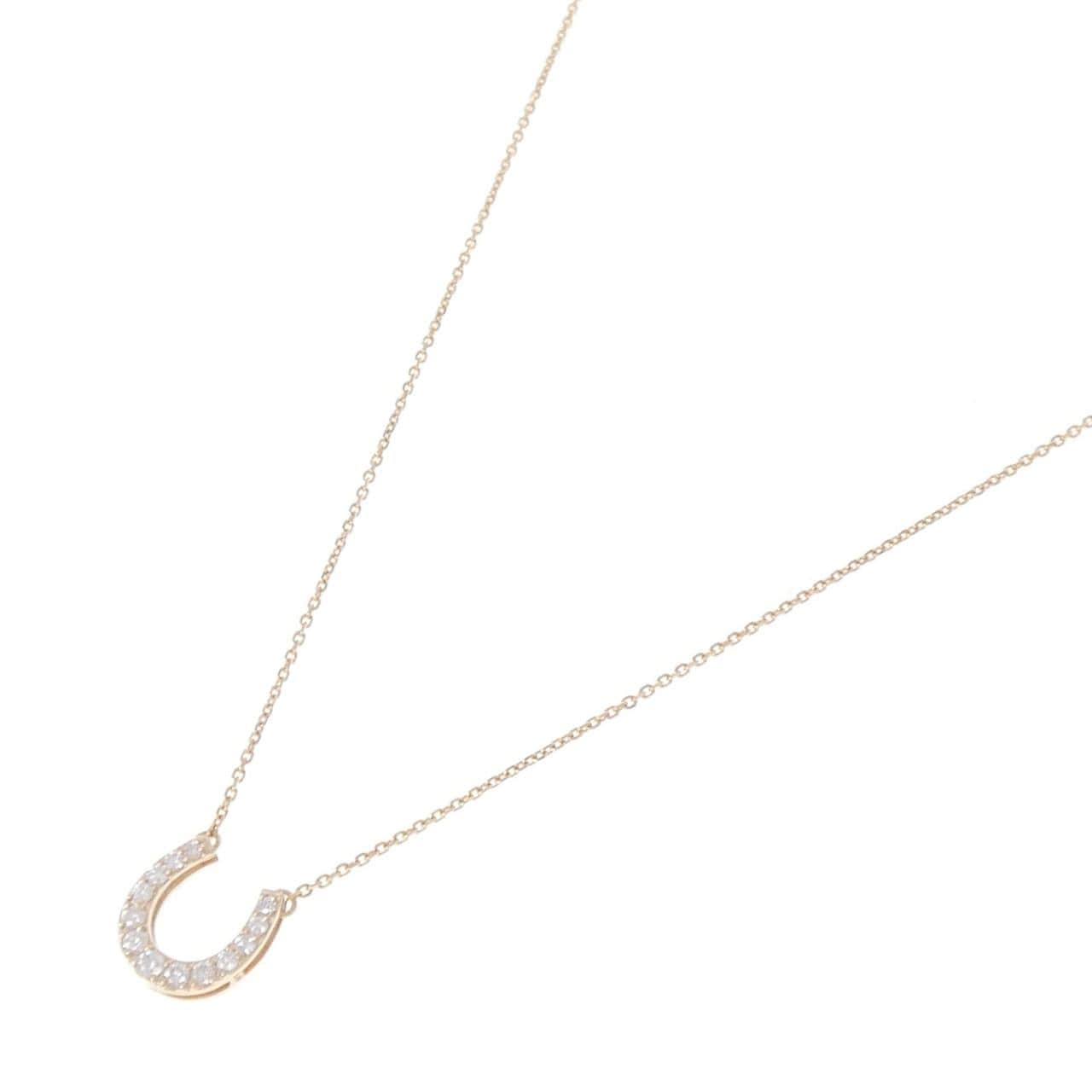 K18PG ホースシュー ダイヤモンド ネックレス 0.21CT