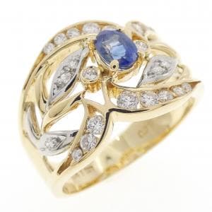 K18YG/PT サファイヤ リング 0.41CT