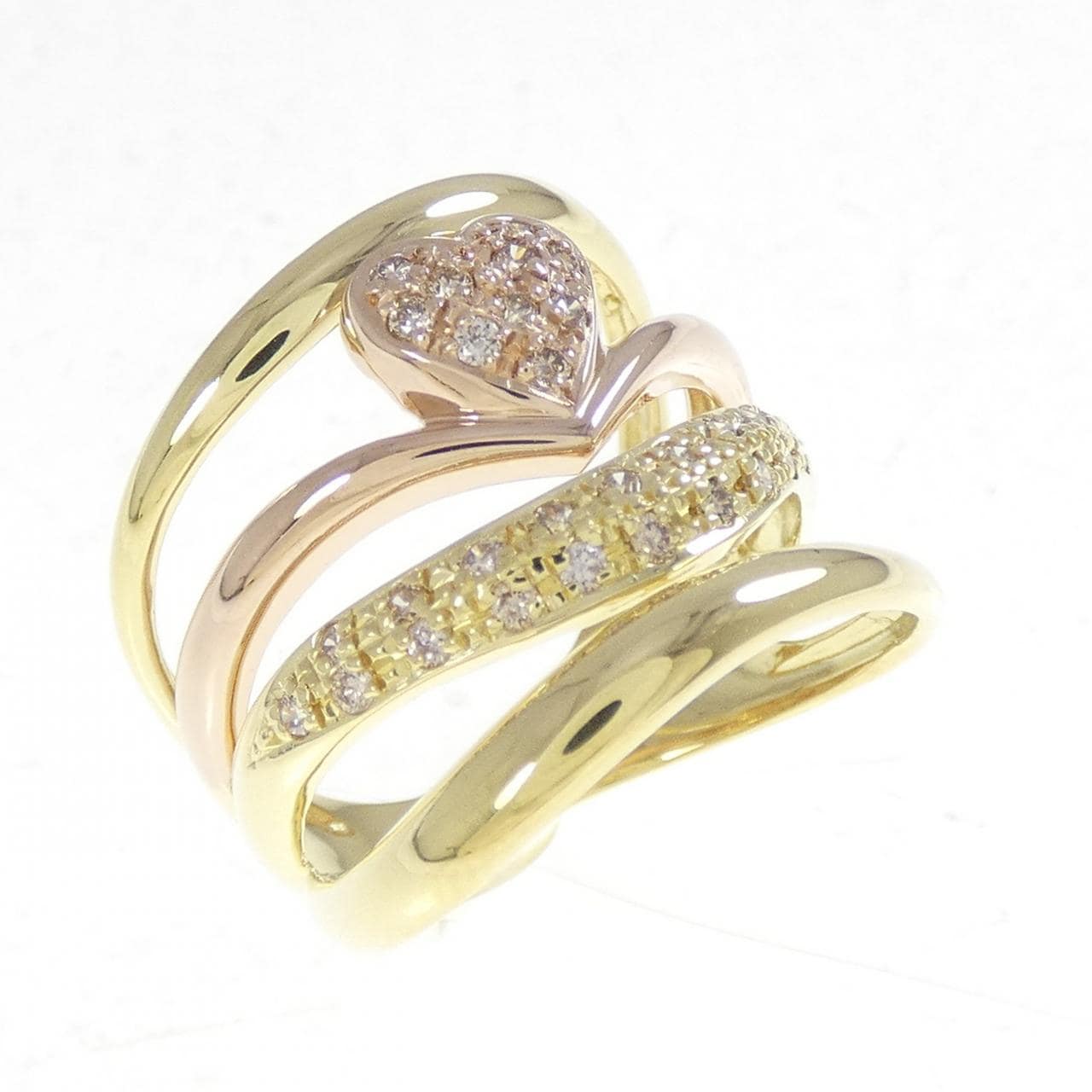 K18YG/K18PG ハート ダイヤモンド リング 0.25CT