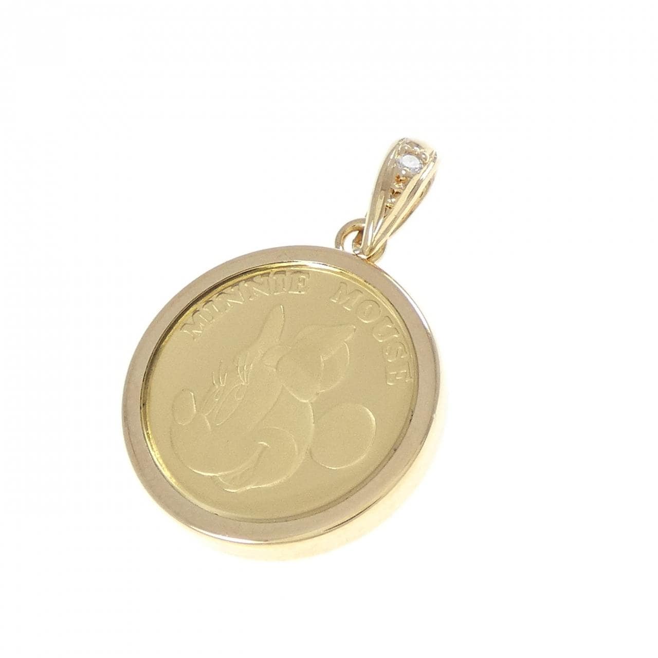 K18YG(枠) ダイヤモンド コイン ペンダント 0.01CT