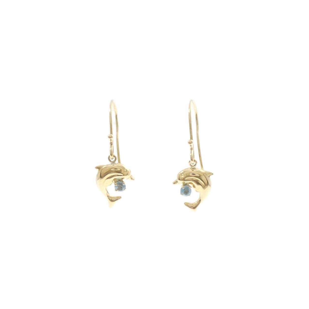 K18YG ドルフィン ブルートパーズ ピアス