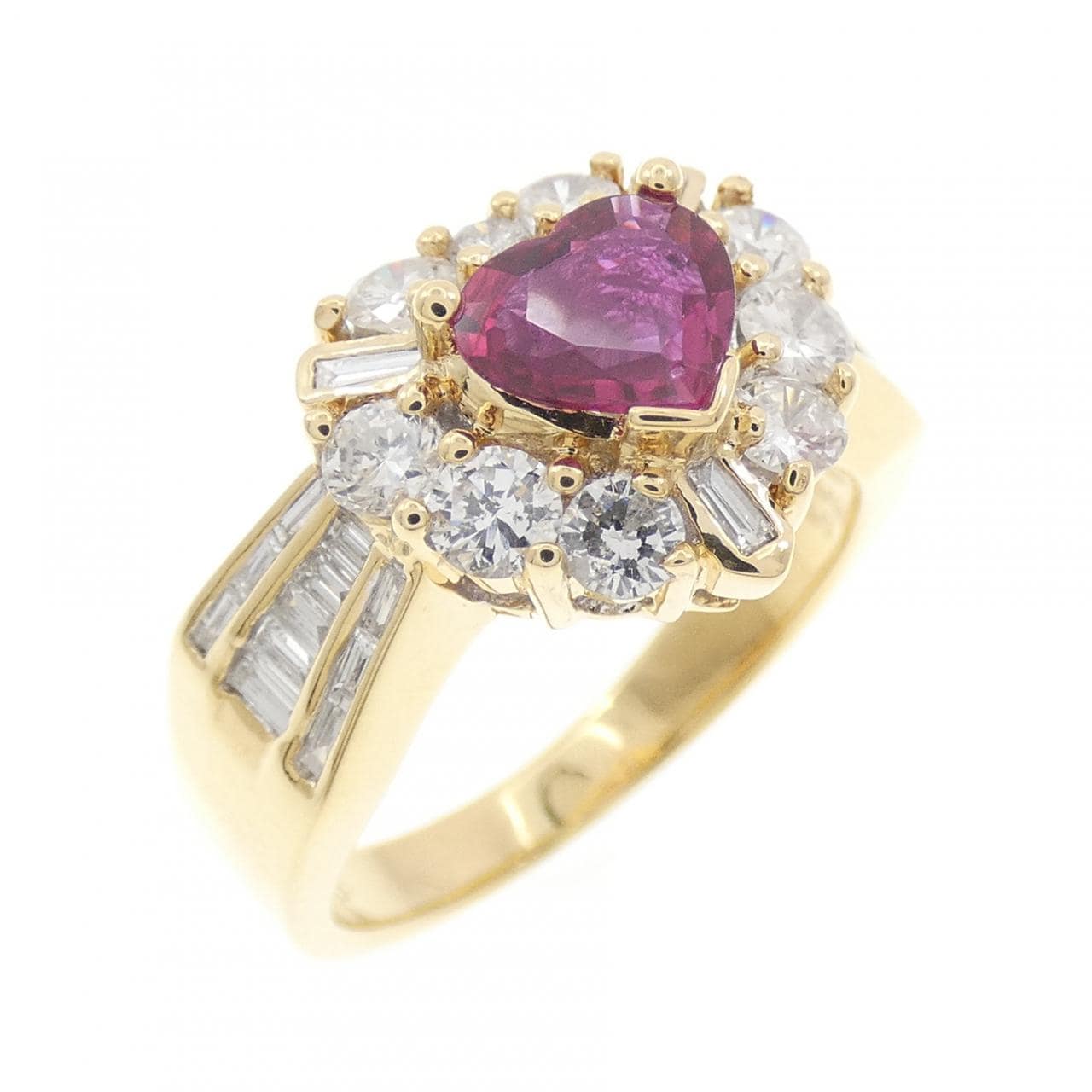 K18YG/K18WG ハート ルビー リング 0.55CT