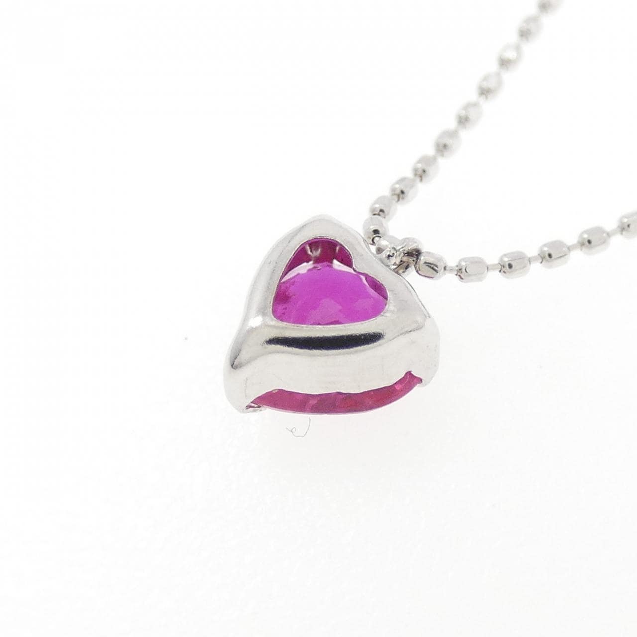K18WG ハート ルビー ネックレス 1.22CT
