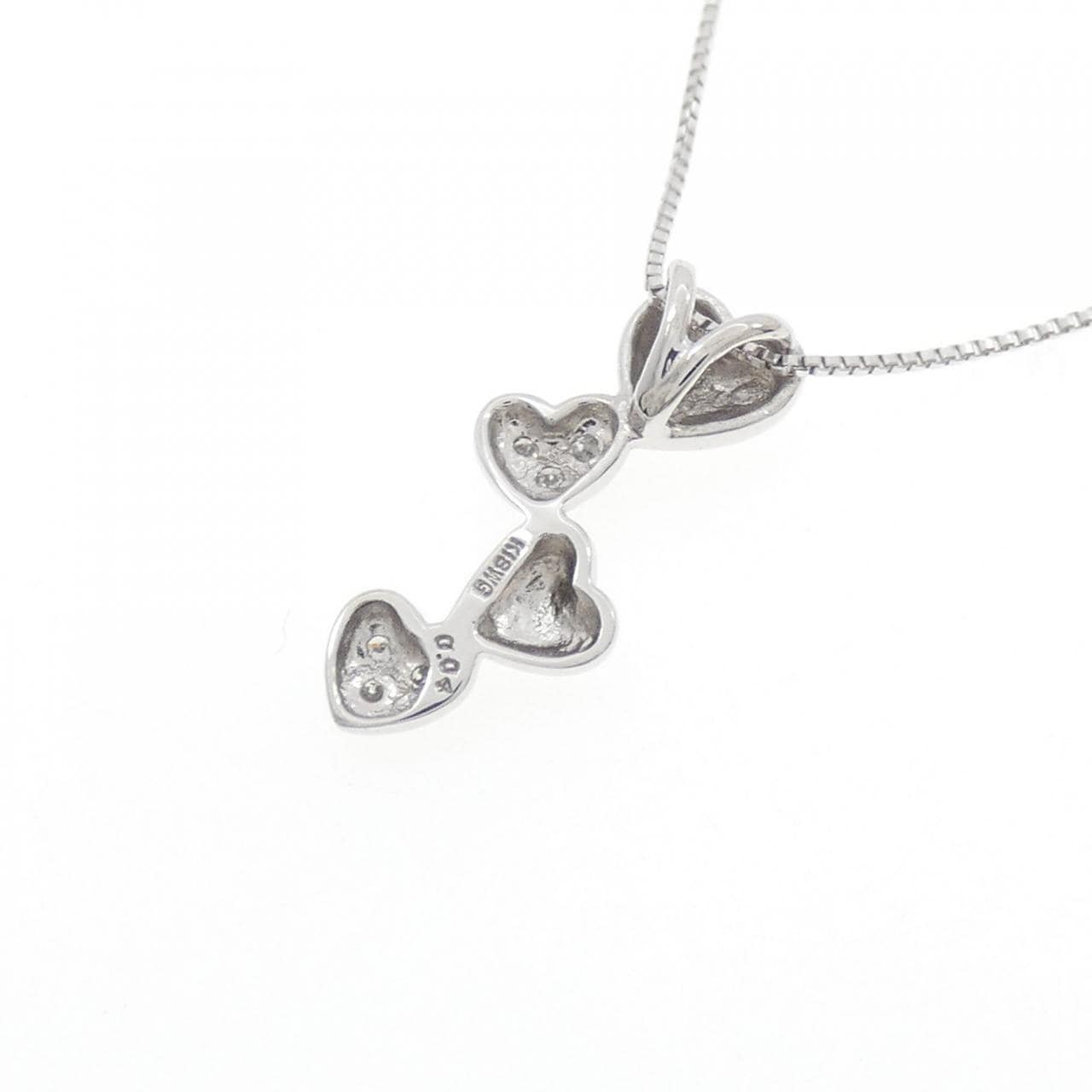K18WG ハート ダイヤモンド ネックレス 0.04CT