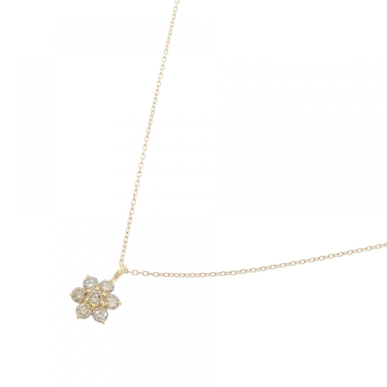 K18YG フラワー ダイヤモンド ネックレス 0.40CT