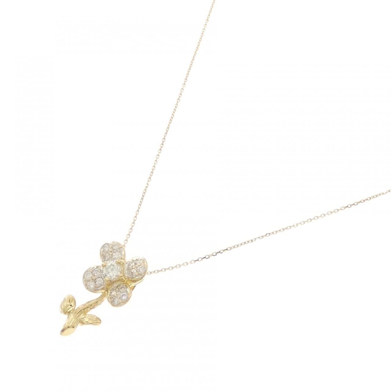 K18YG フラワー ダイヤモンド ネックレス 0.18CT