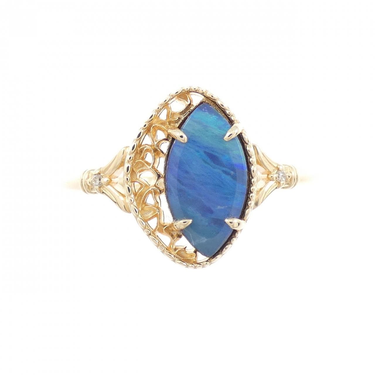 アガット 貼り合せオパール リング