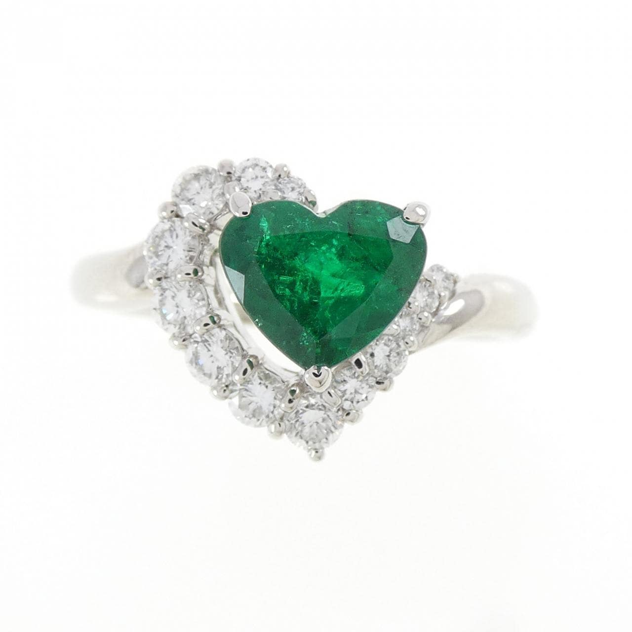 PT900 ハート エメラルド リング 1.17CT