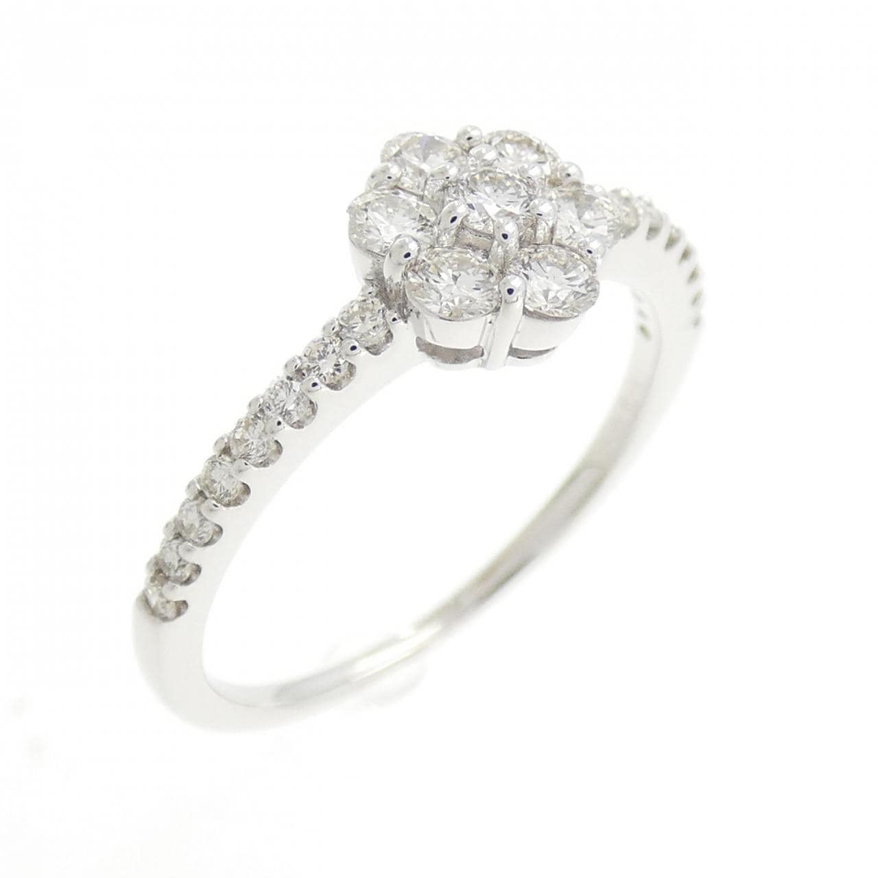 K18WG フラワー ダイヤモンド リング 0.50CT