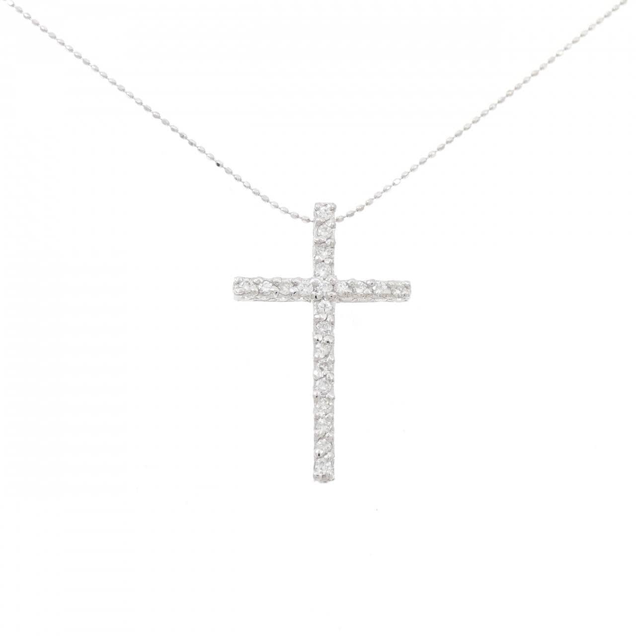 K18WG クロス ダイヤモンド ネックレス 1.00CT