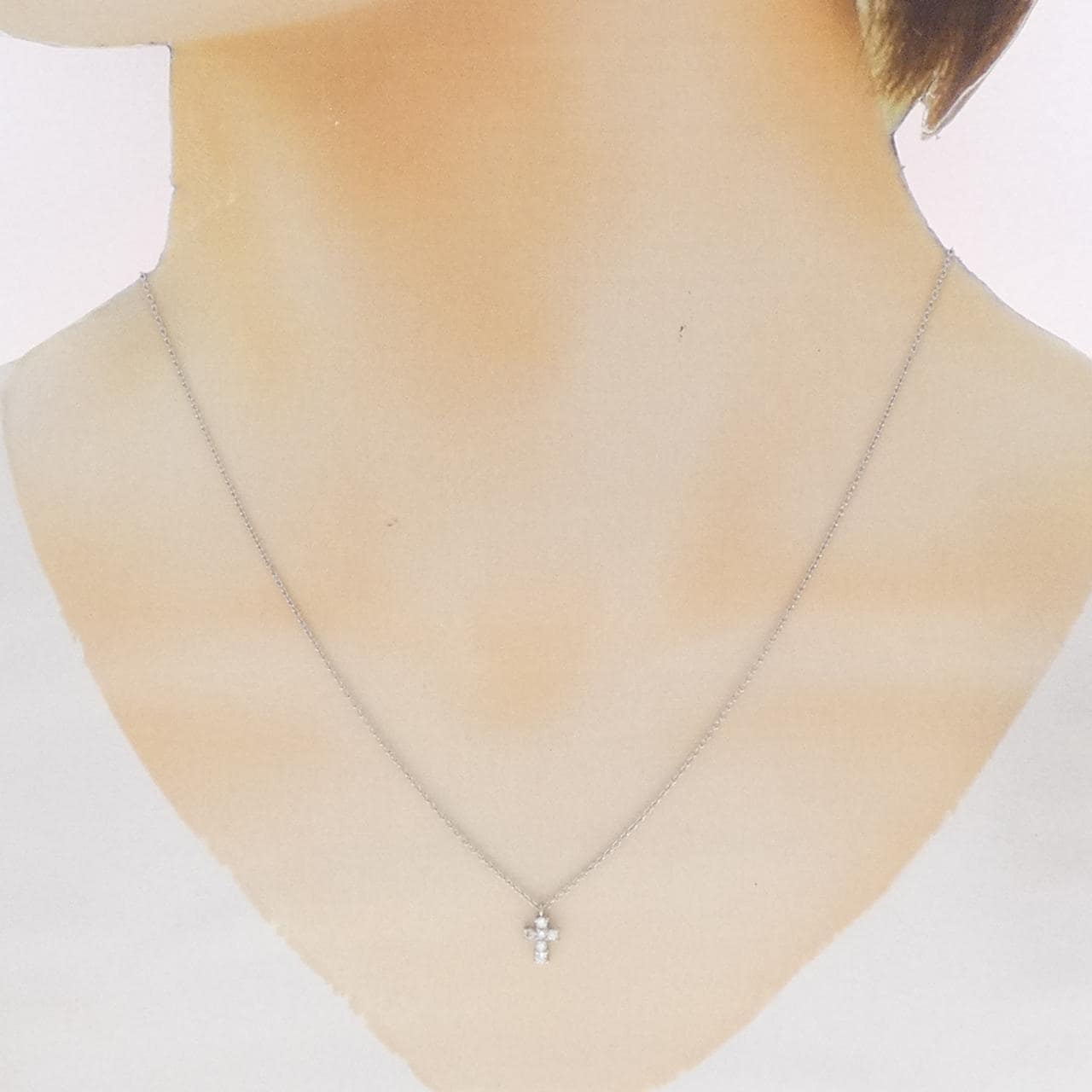 PT900/PT850 クロス ダイヤモンド ネックレス 0.15CT