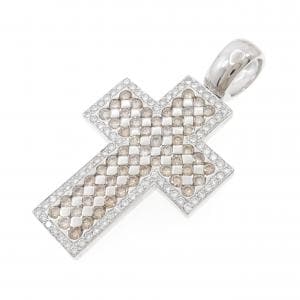 750WG クロス ダイヤモンド ペンダント 4.24CT