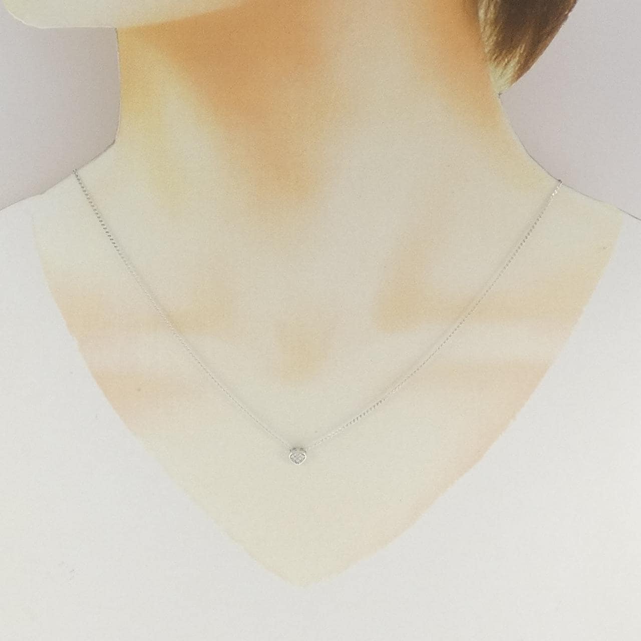 K10WG ハート ダイヤモンド ネックレス
