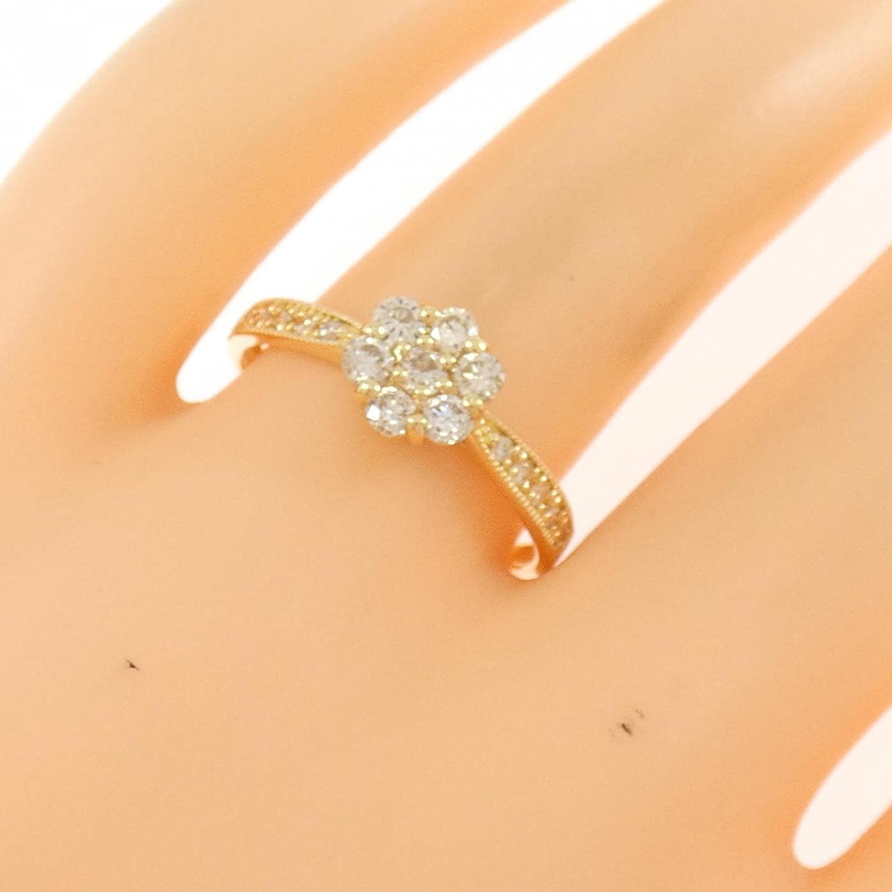 K18YG フラワー ダイヤモンド リング 0.50CT