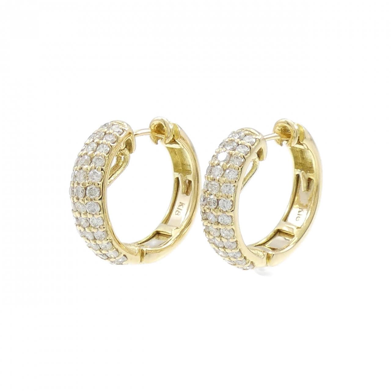 K18YG Pave Diamond Earrings 1.00CT