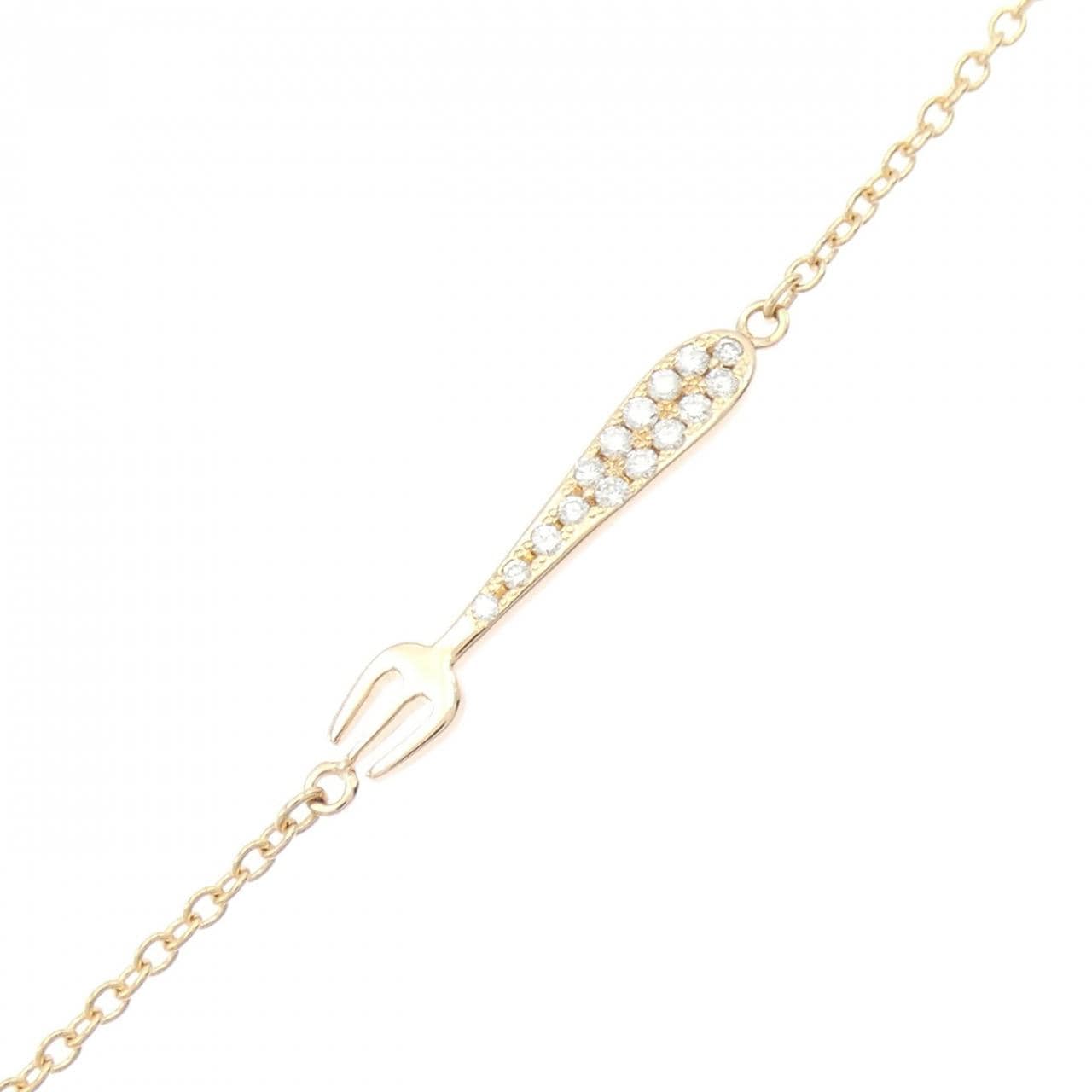 K18PG ケーキ×フォーク カラーストーン ネックレス