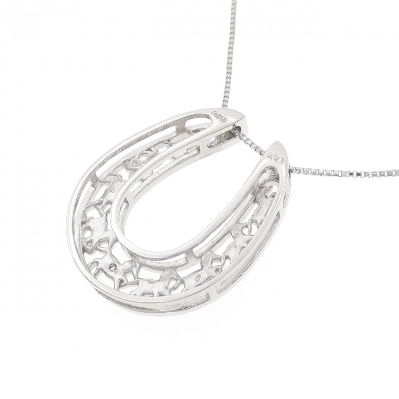 【新品】PT950/PT850 ホースシュー ダイヤモンド ネックレス 0.01CT