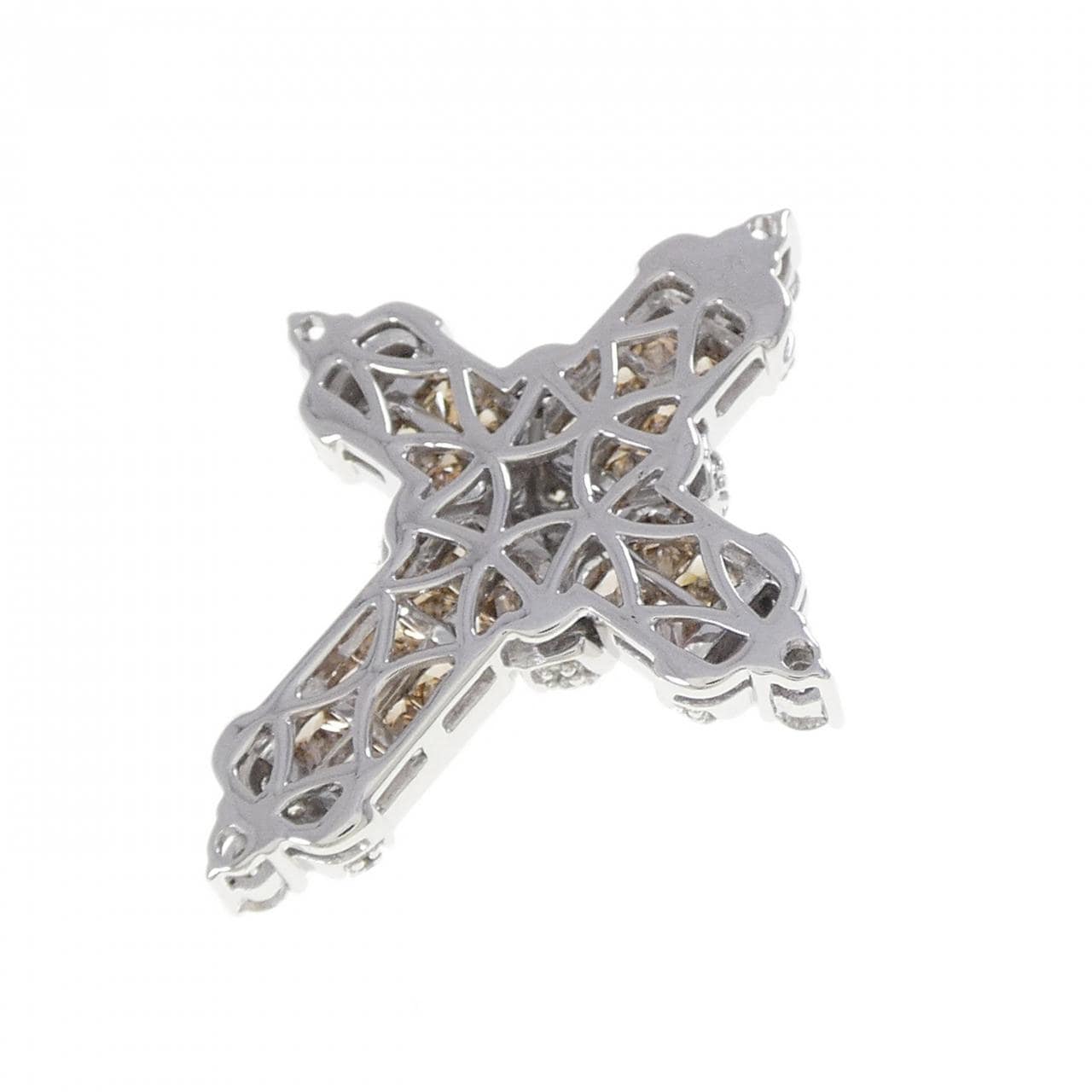 K18WG クロス ダイヤモンド ペンダント