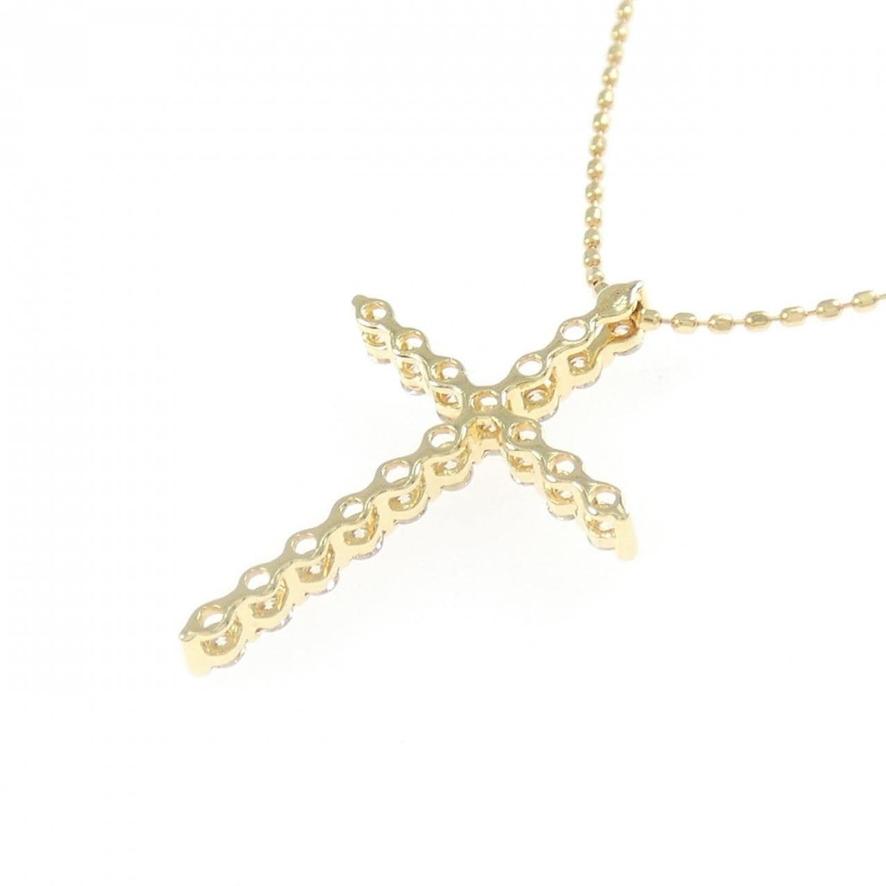 K18YG クロス ダイヤモンド ネックレス 0.25CT