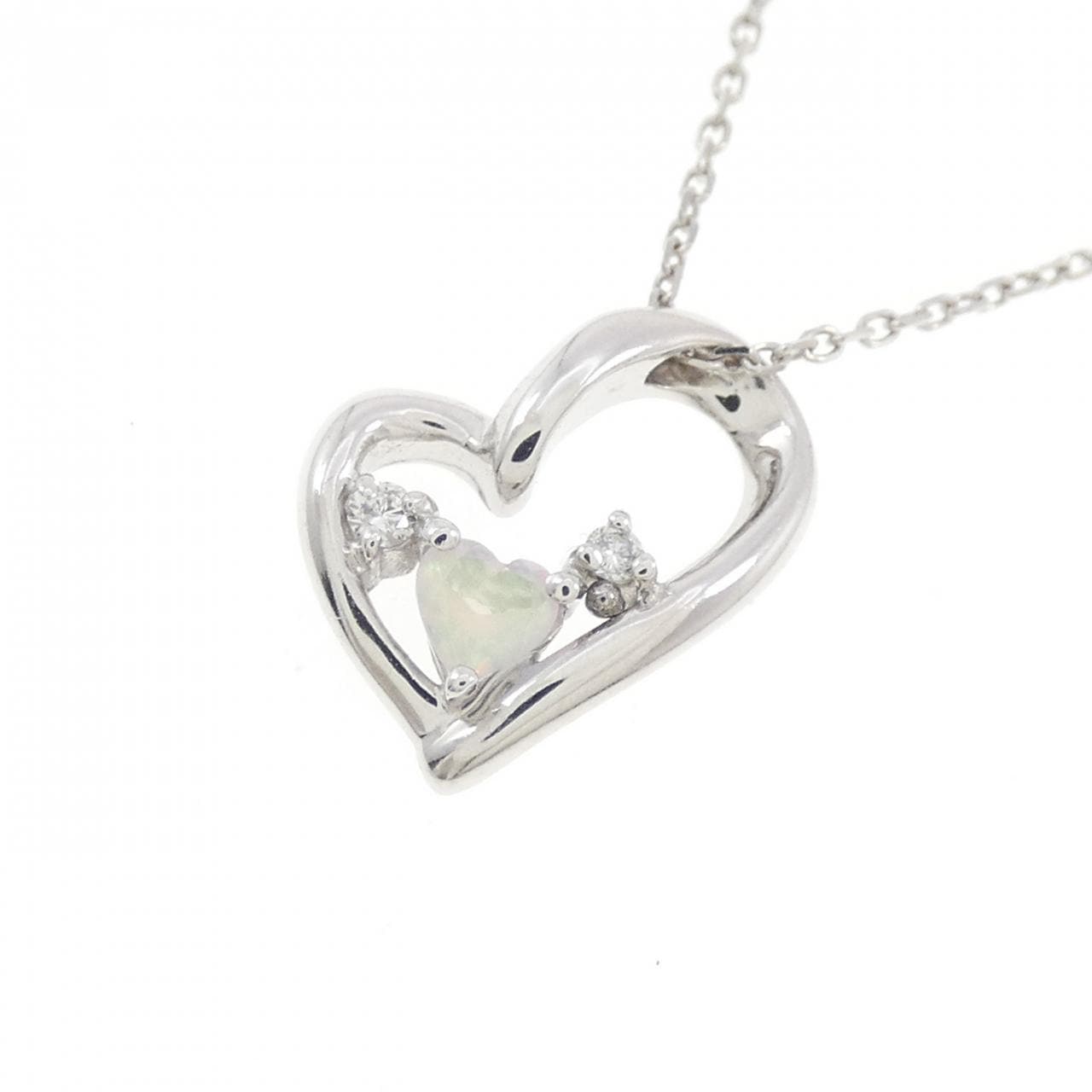 4゜C ハート 合成オパール ネックレス