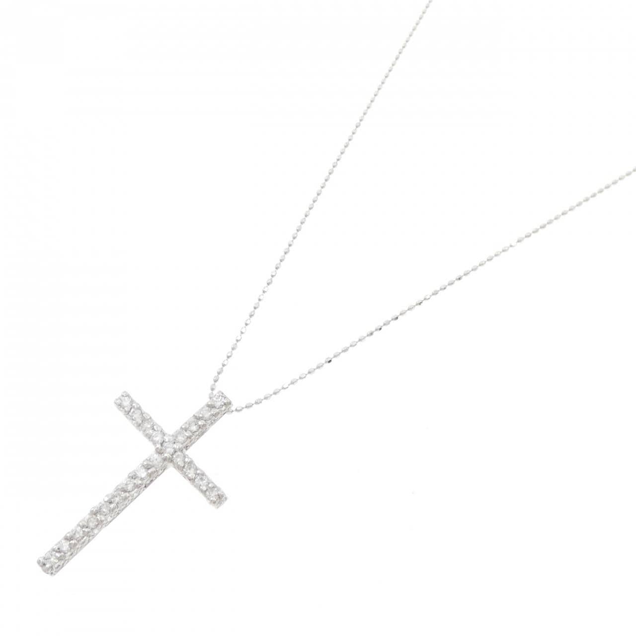 K18WG クロス ダイヤモンド ネックレス 1.00CT