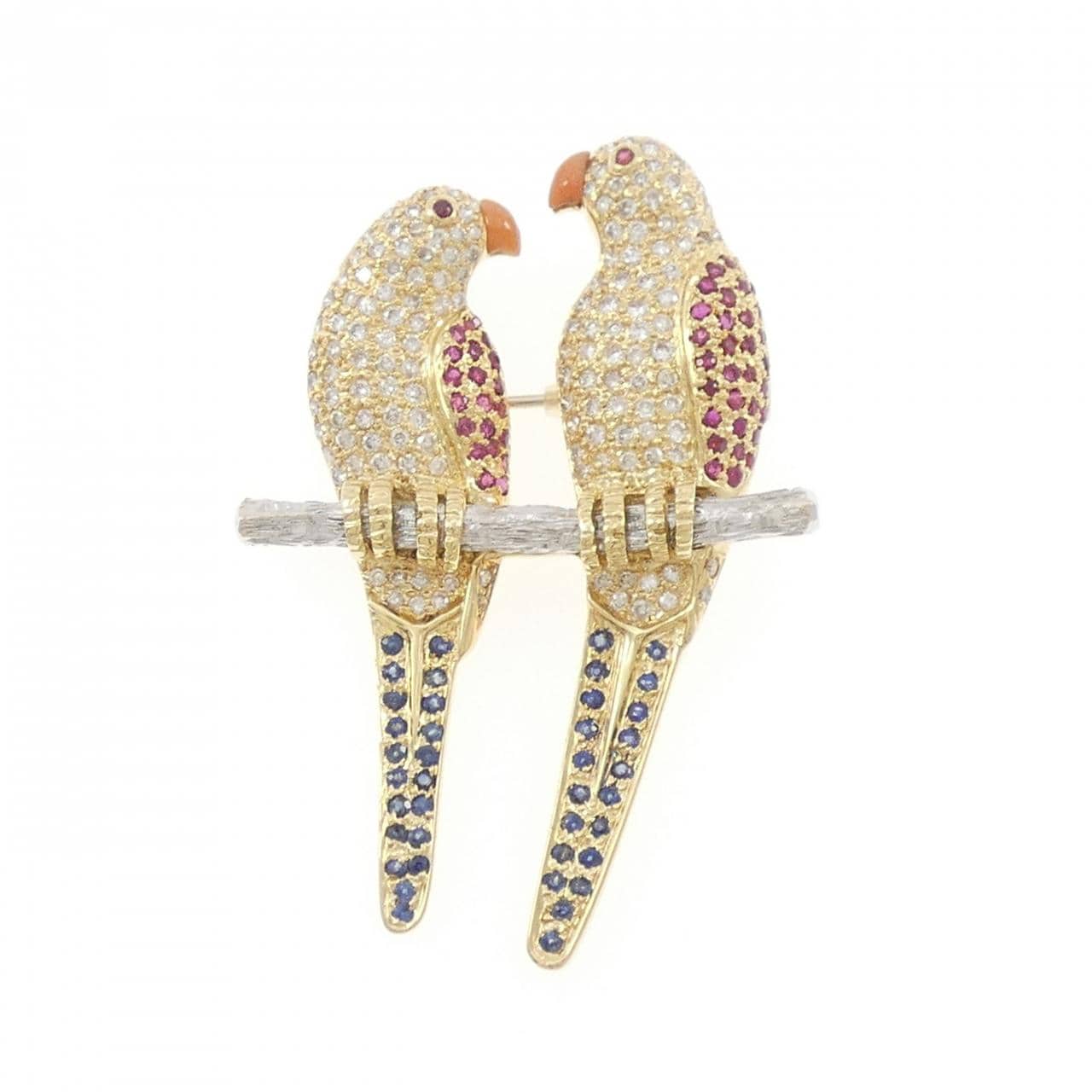 K18YG/K18WG カラーストーン ブローチ