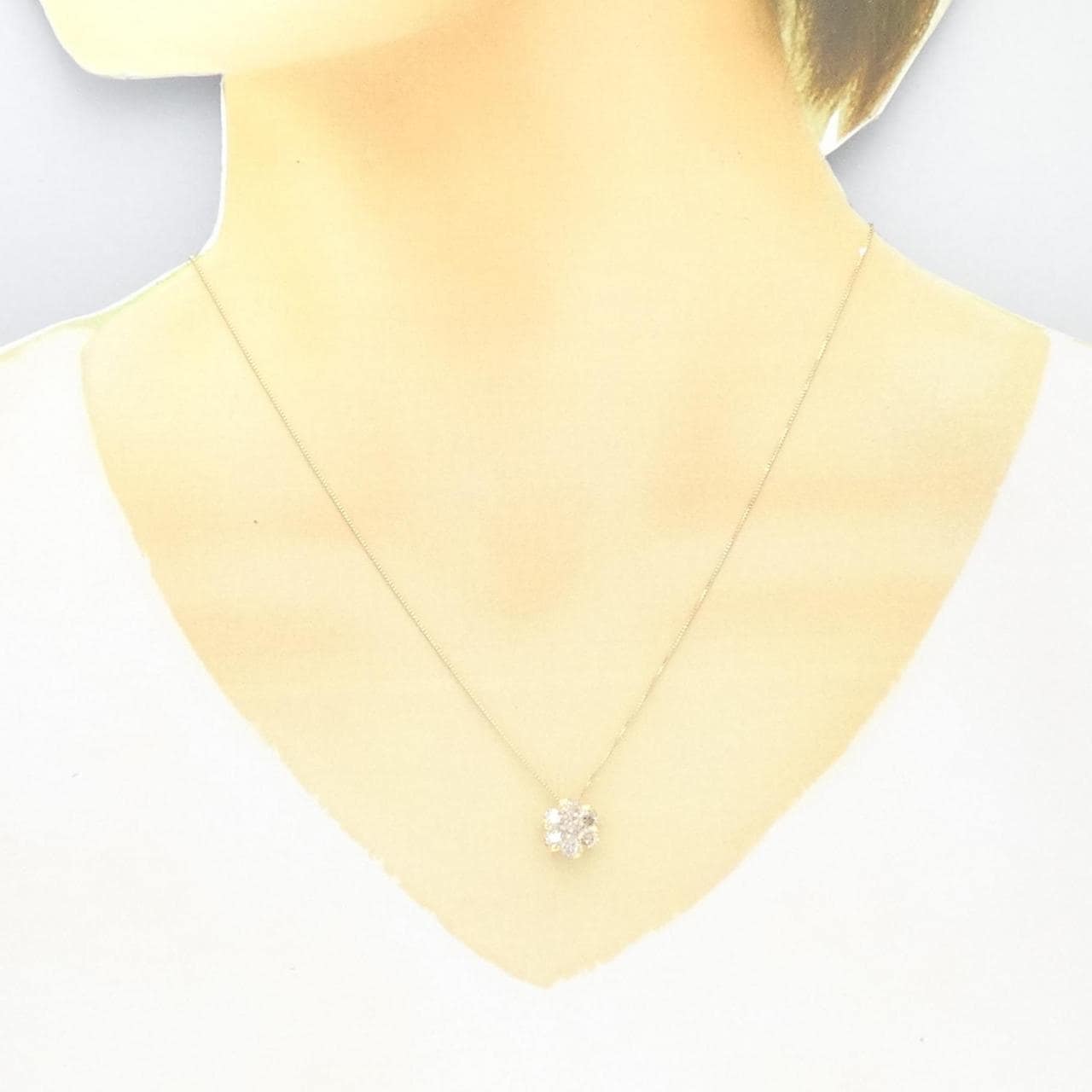 【新品】K18YG フラワー ダイヤモンド ネックレス 1.00CT