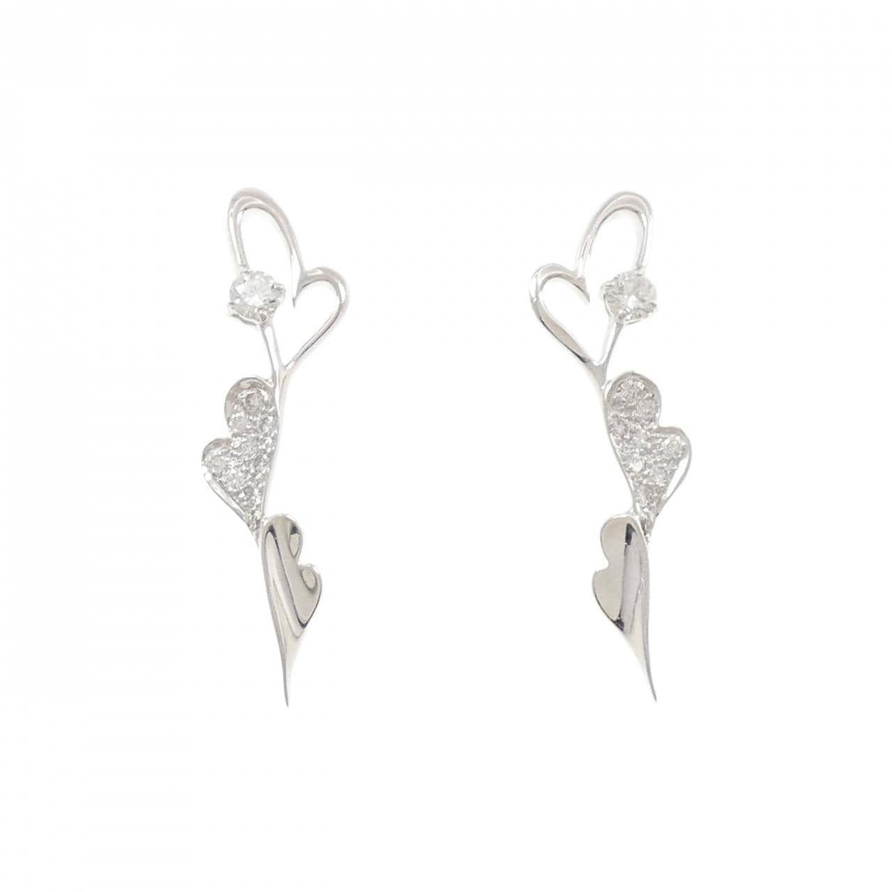 K18WG ハート ダイヤモンド ピアス 0.40CT