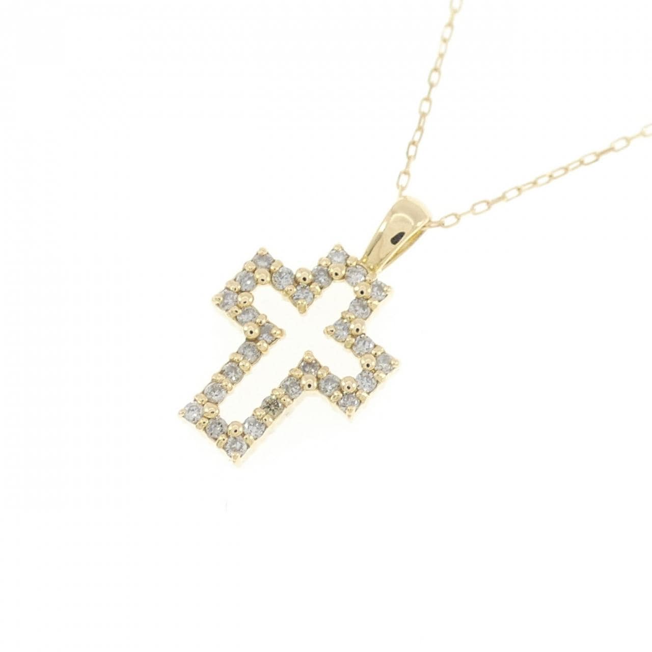 K18YG クロス ダイヤモンド ネックレス 0.11CT