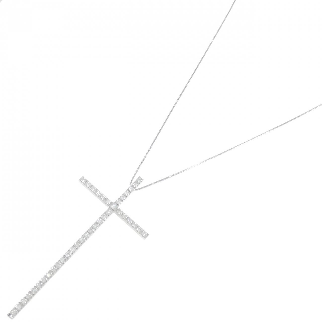 K18WG クロス ダイヤモンド ネックレス 1.00CT