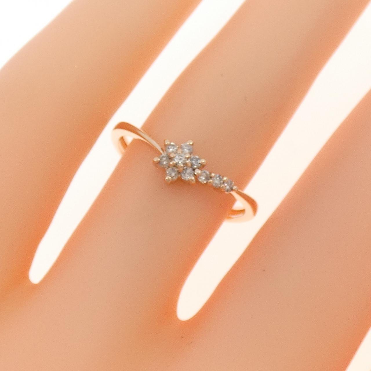 K10PG フラワー ダイヤモンド リング 0.12CT