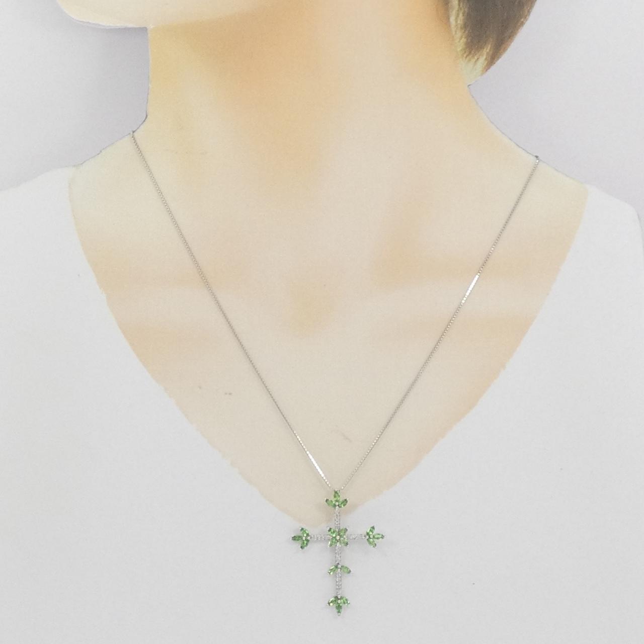 K18WG グリーンガーネット ネックレス 1.20CT