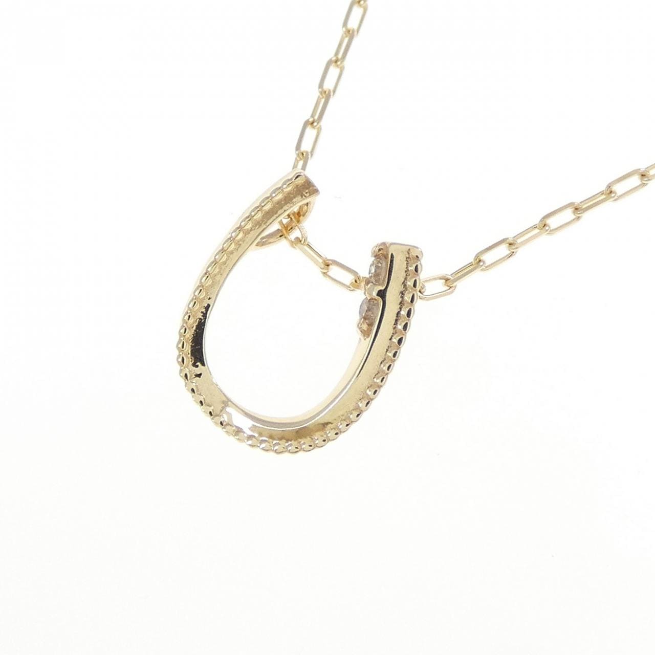 K10YG ホースシュー ダイヤモンド ネックレス 0.01CT