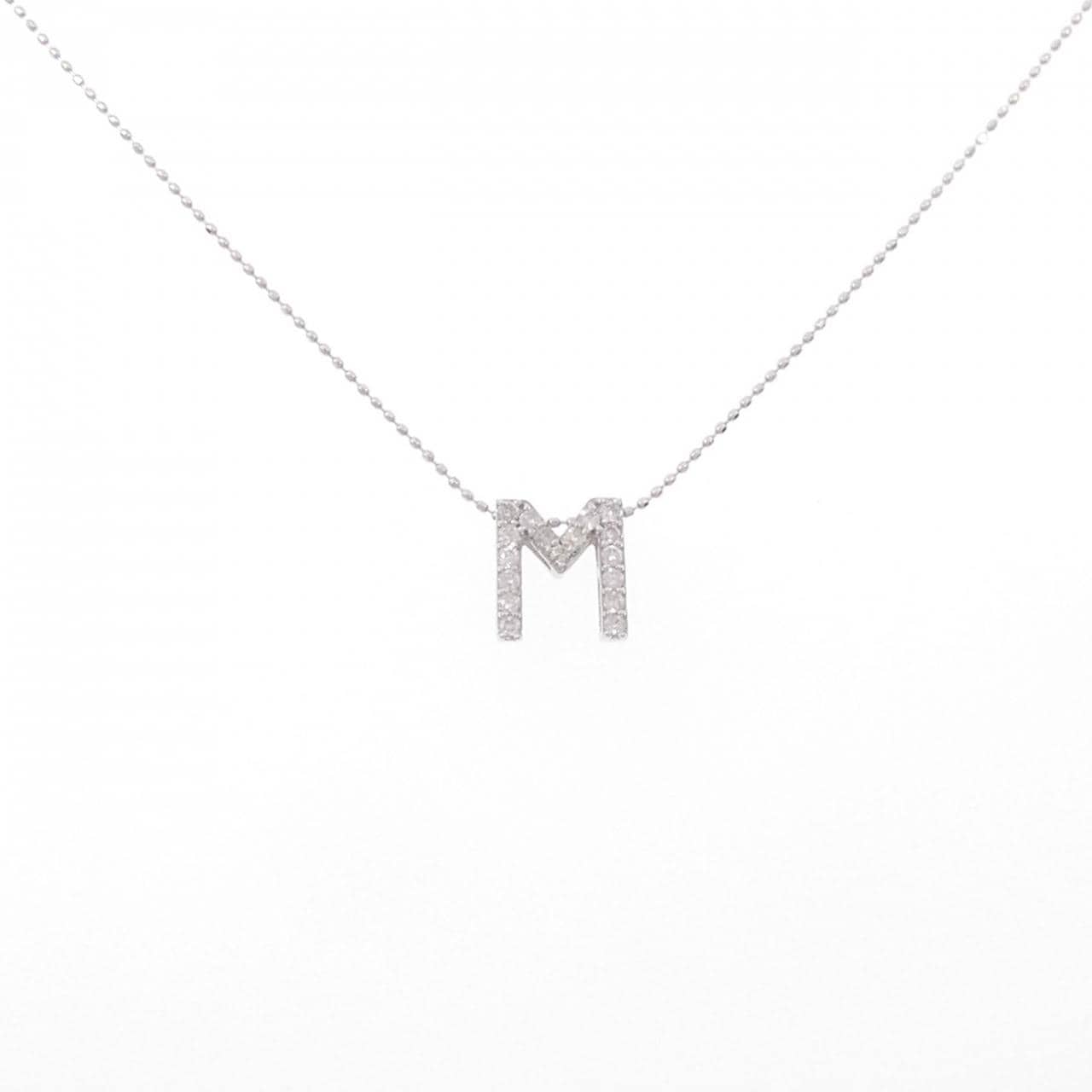 K18WG イニシャルM ダイヤモンド ネックレス 0.25CT