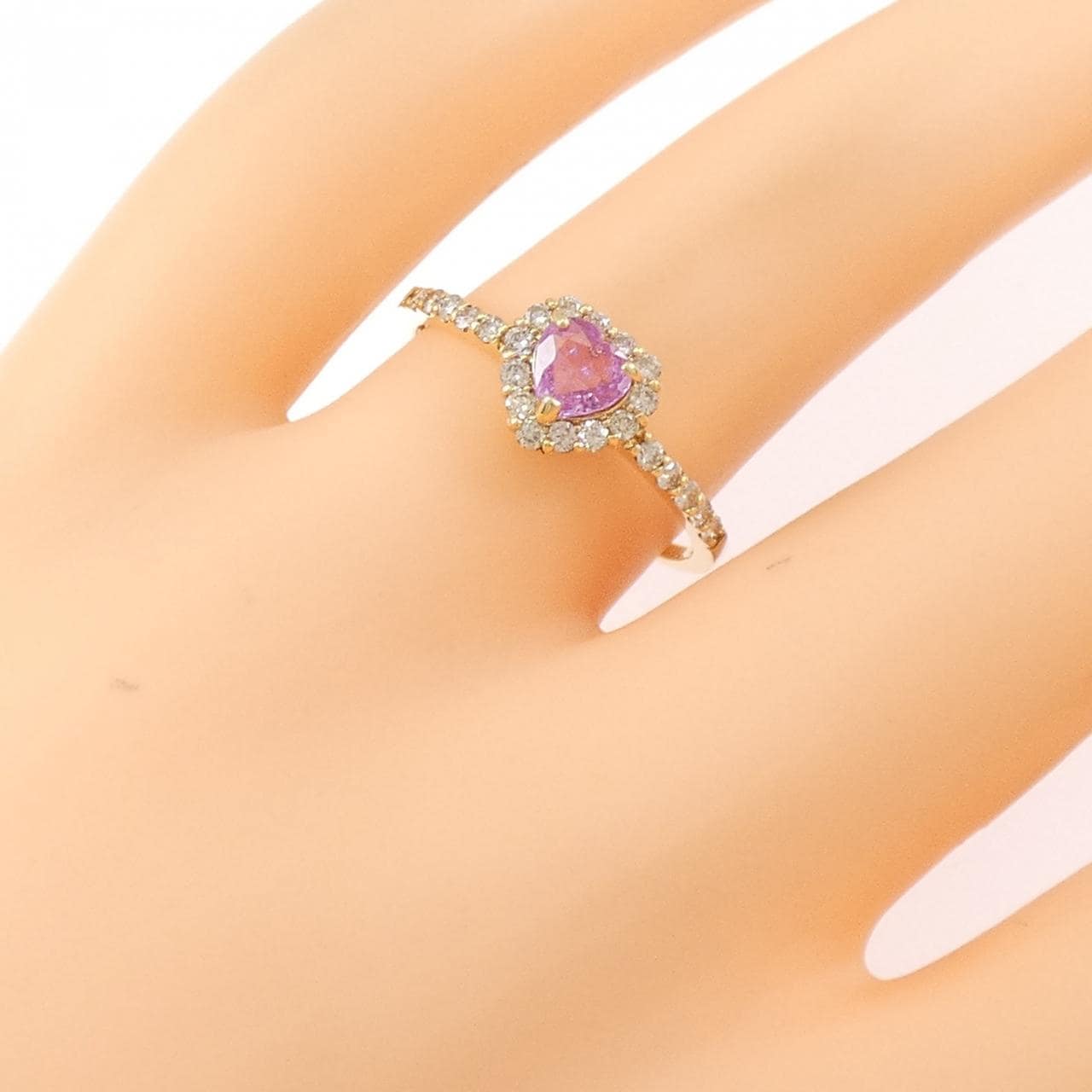 K18YG ハート サファイヤ リング 0.25CT