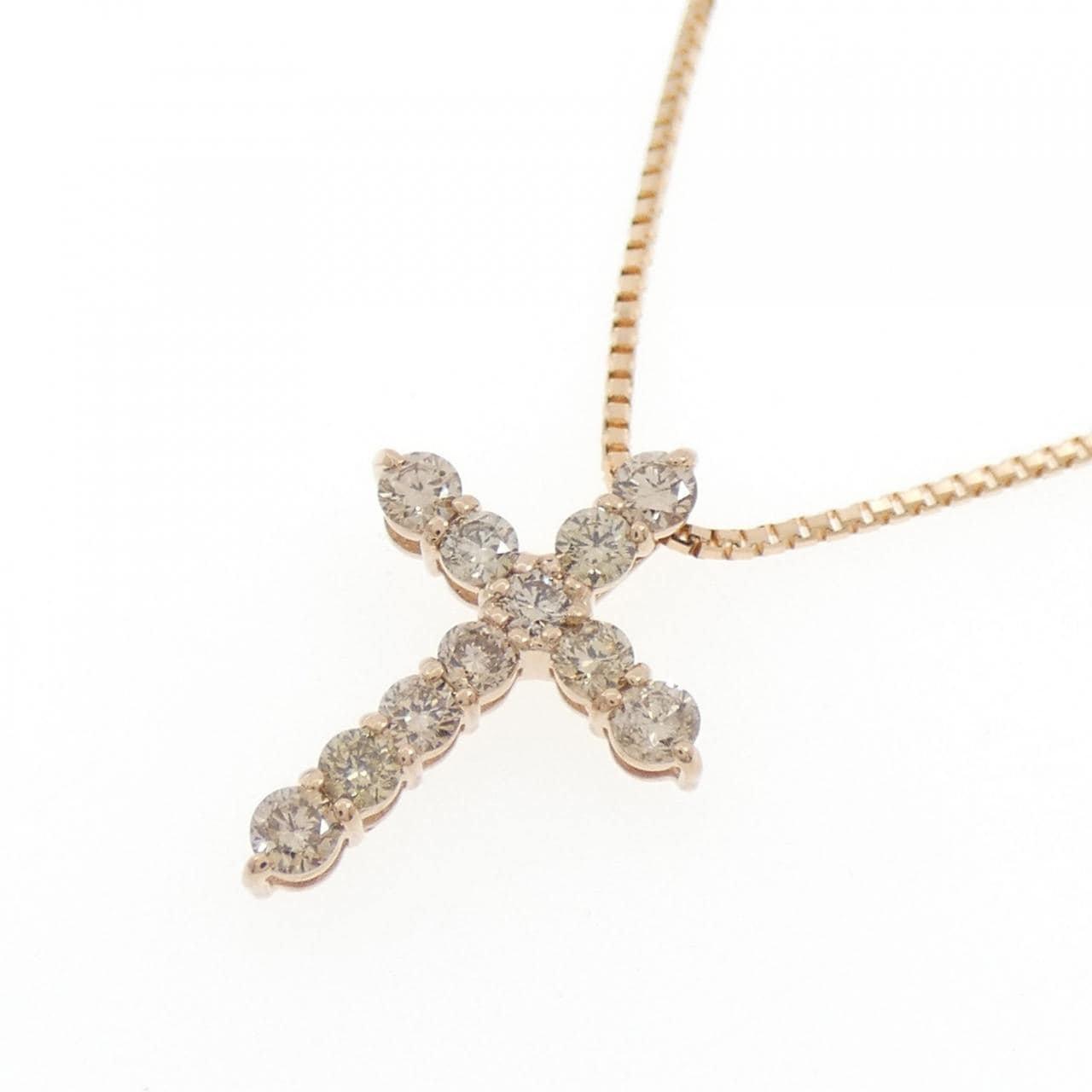 K18PG クロス ダイヤモンド ネックレス 0.30CT