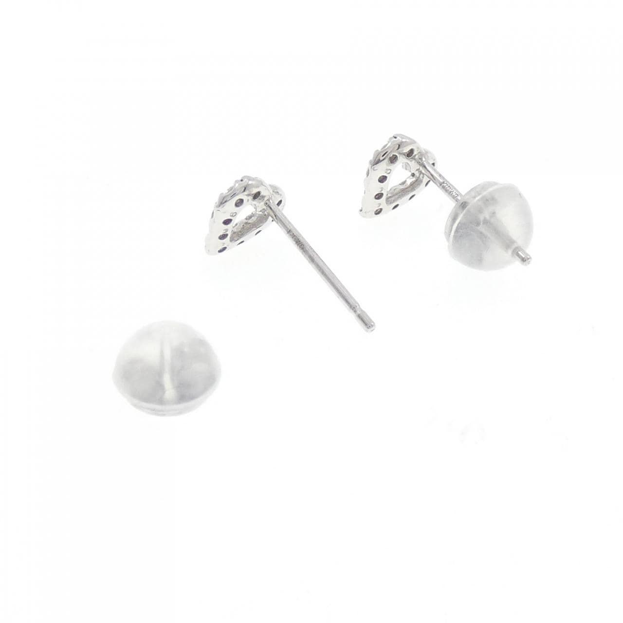 K18WG Heart Diamond Earrings 0.12CT