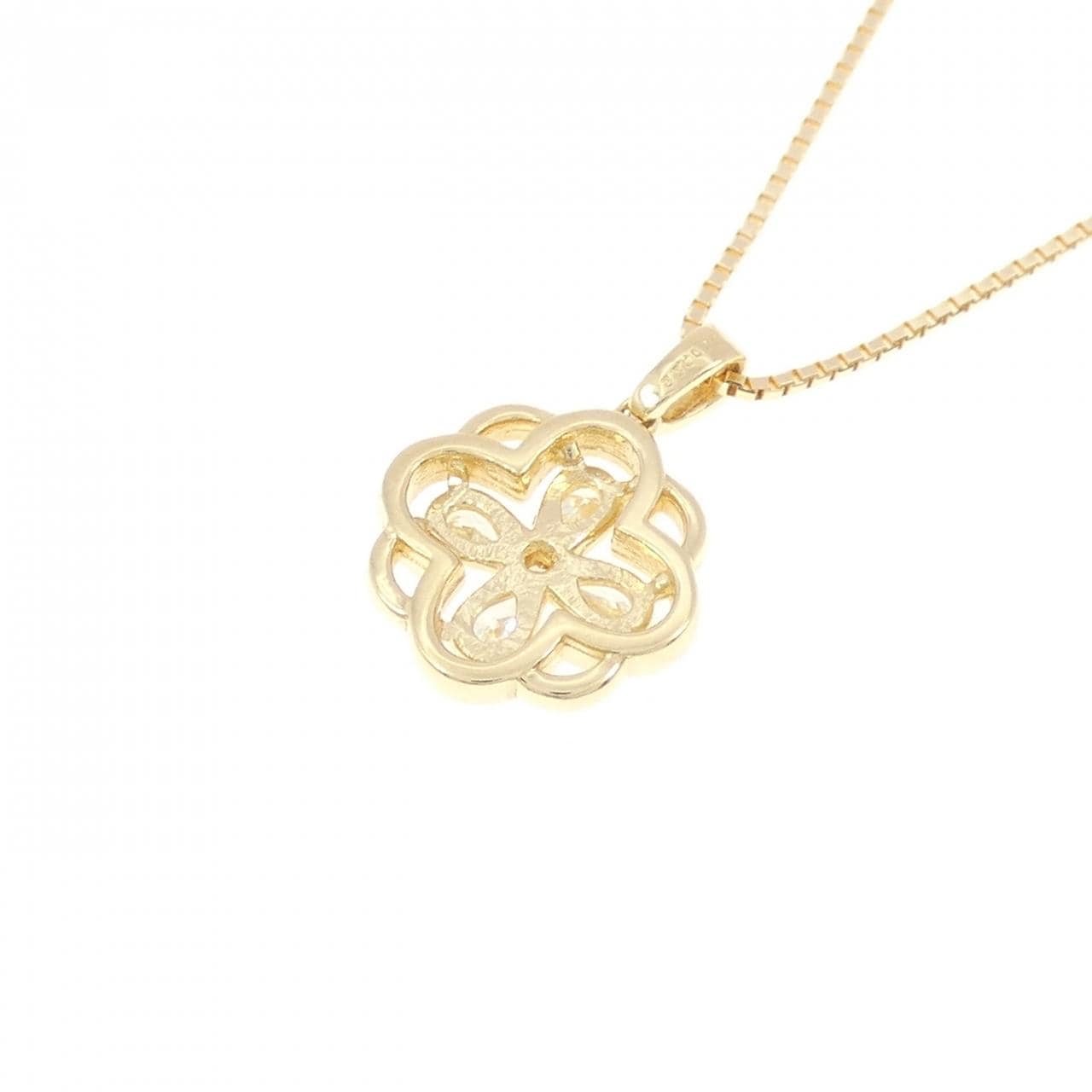 K18YG フラワー ダイヤモンド ネックレス 0.22CT
