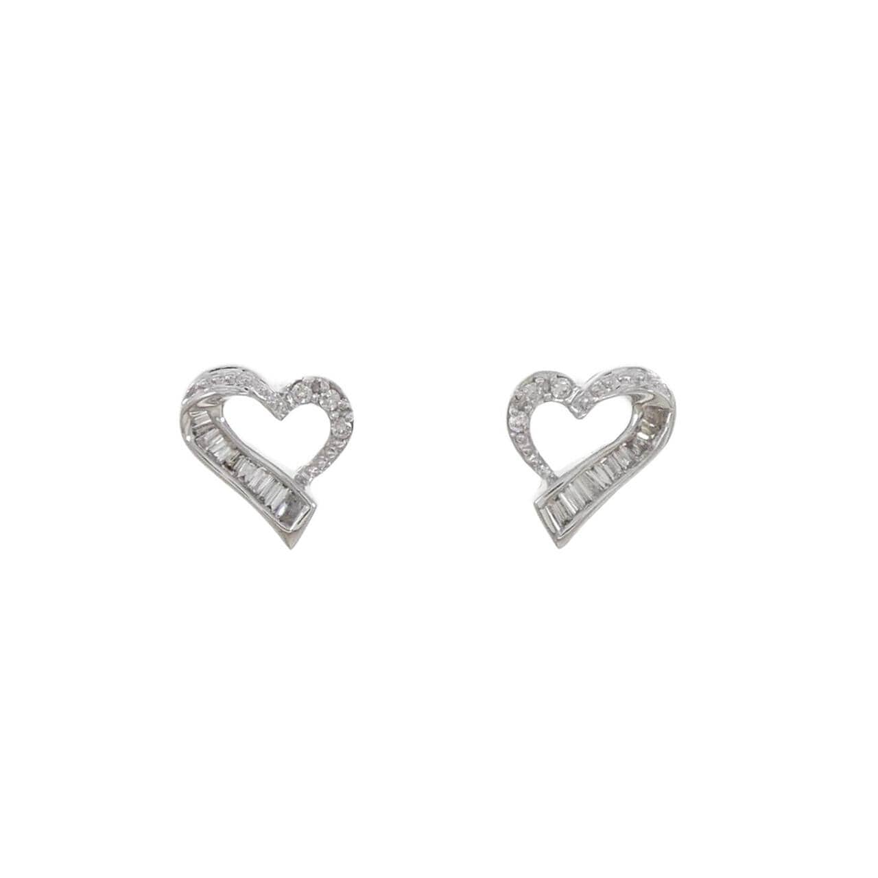 K18WG ハート ダイヤモンド ピアス 0.10CT-