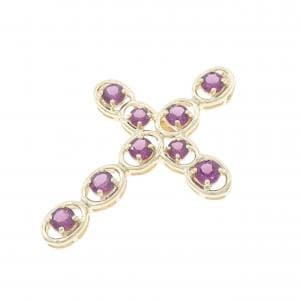 10KYG クロス ガーネット ペンダント