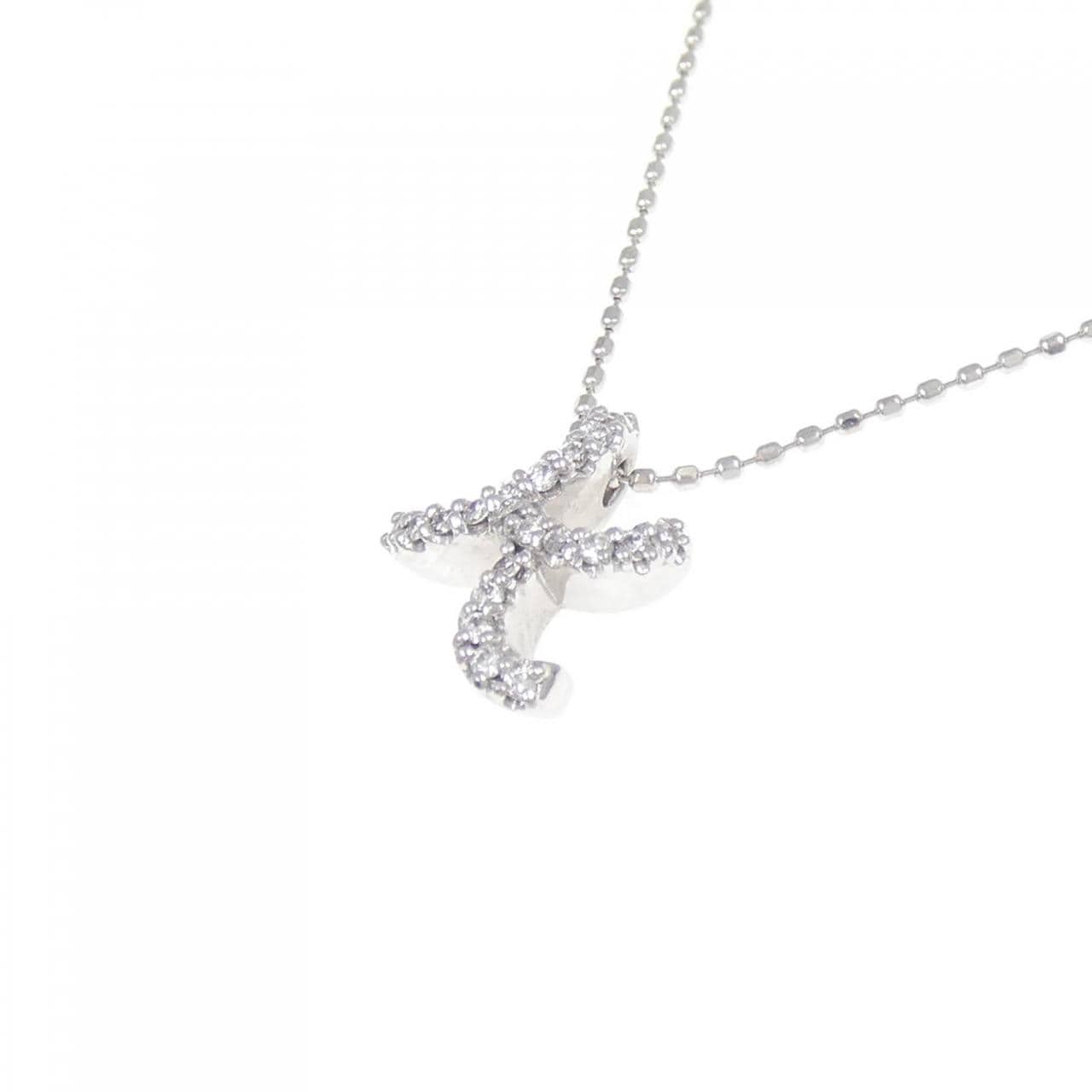 K18WG イニシャルK ダイヤモンド ネックレス 0.10CT
