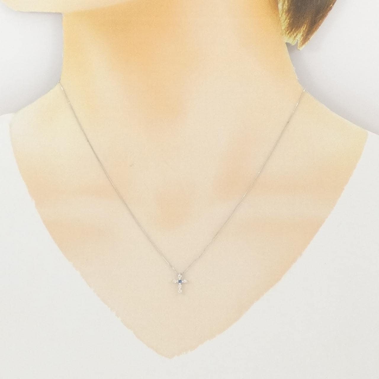 K18WG クロス ダイヤモンド ネックレス 0.10CT