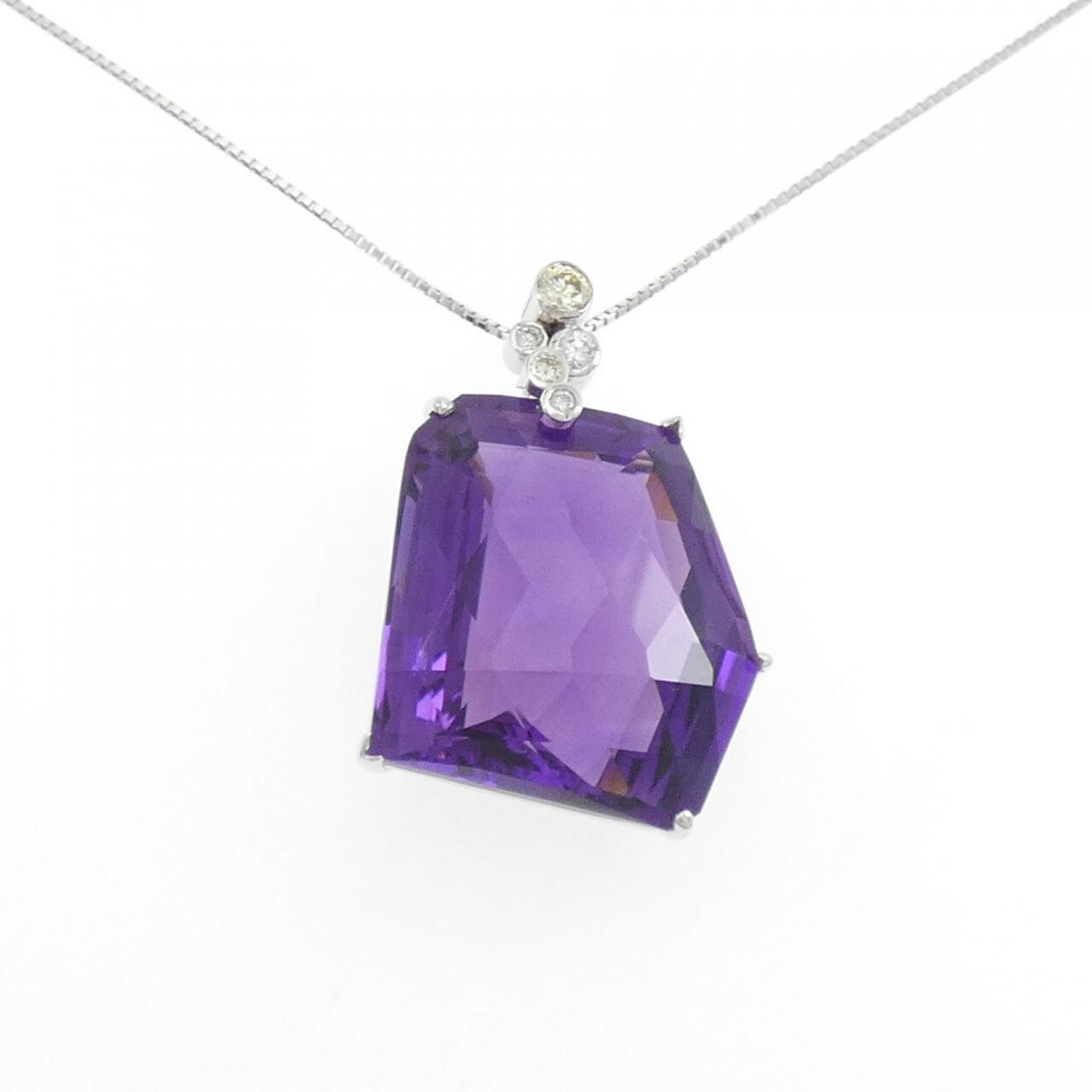 K18WG Amethyst Necklace 68.30CT