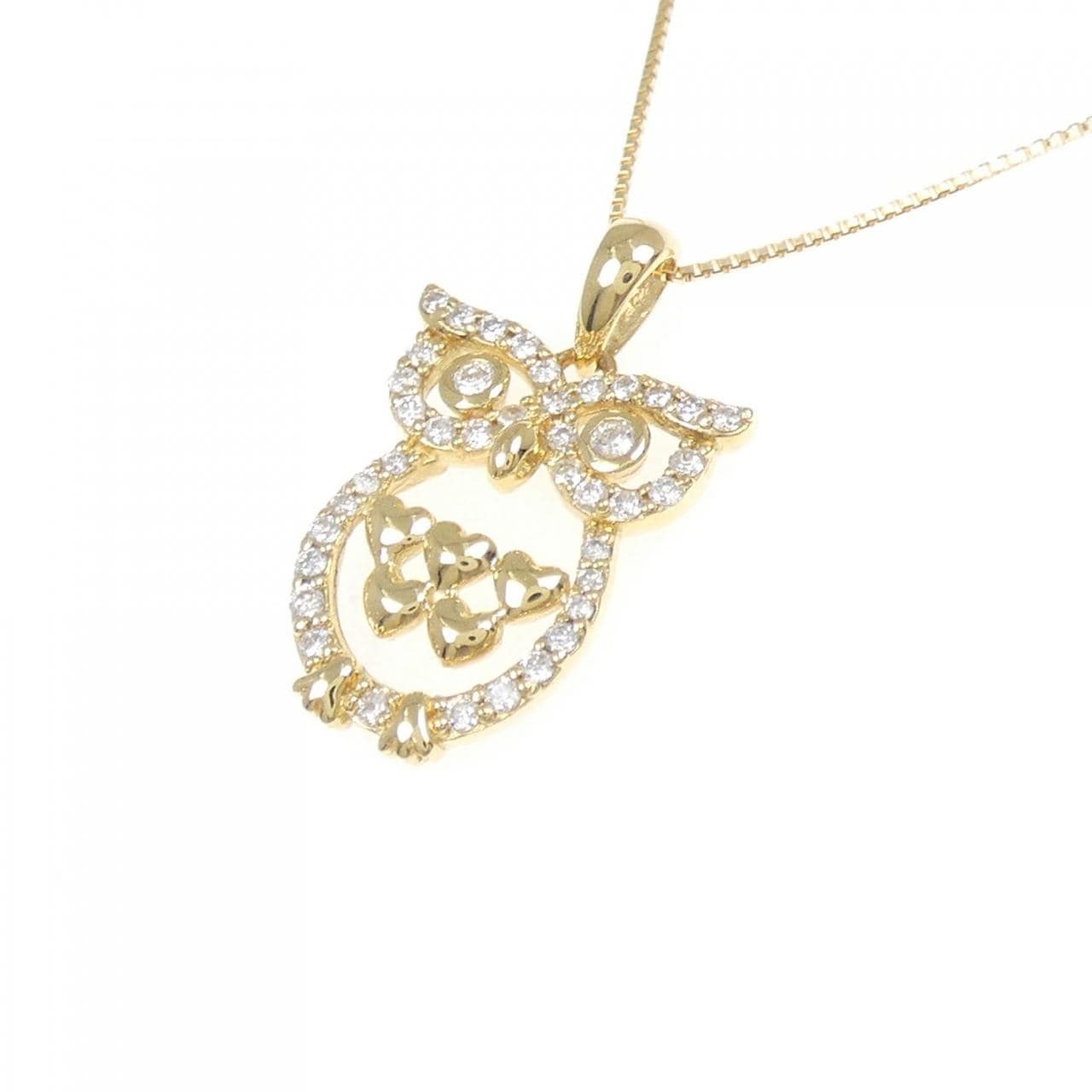 K18YG フクロウ ダイヤモンド ネックレス 0.25CT