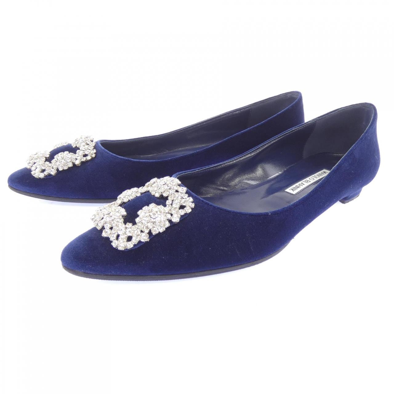 マノロブラニク MANOLO BLAHNIK HANGISIFLAT ベロア フラットシューズ